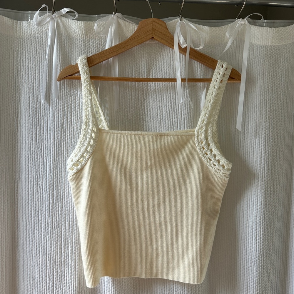 Elegant Cream Lace Strap Women's Top
